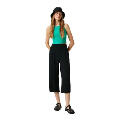 Wide Leg Woven Straight Trousers