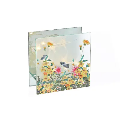 Square Led Painted Glass Decor Floral Garden