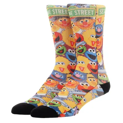 Sesame Street Character Collage Logo Socks
