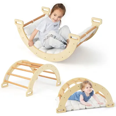 2-in-1 Arch Rocker With Soft Cushion Double-sided Climbing Arch For Toddlers