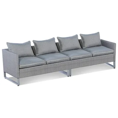 2pcs Patio Conversation Set Sectional Sofa Furniture Cushioned Seat Garden Grey