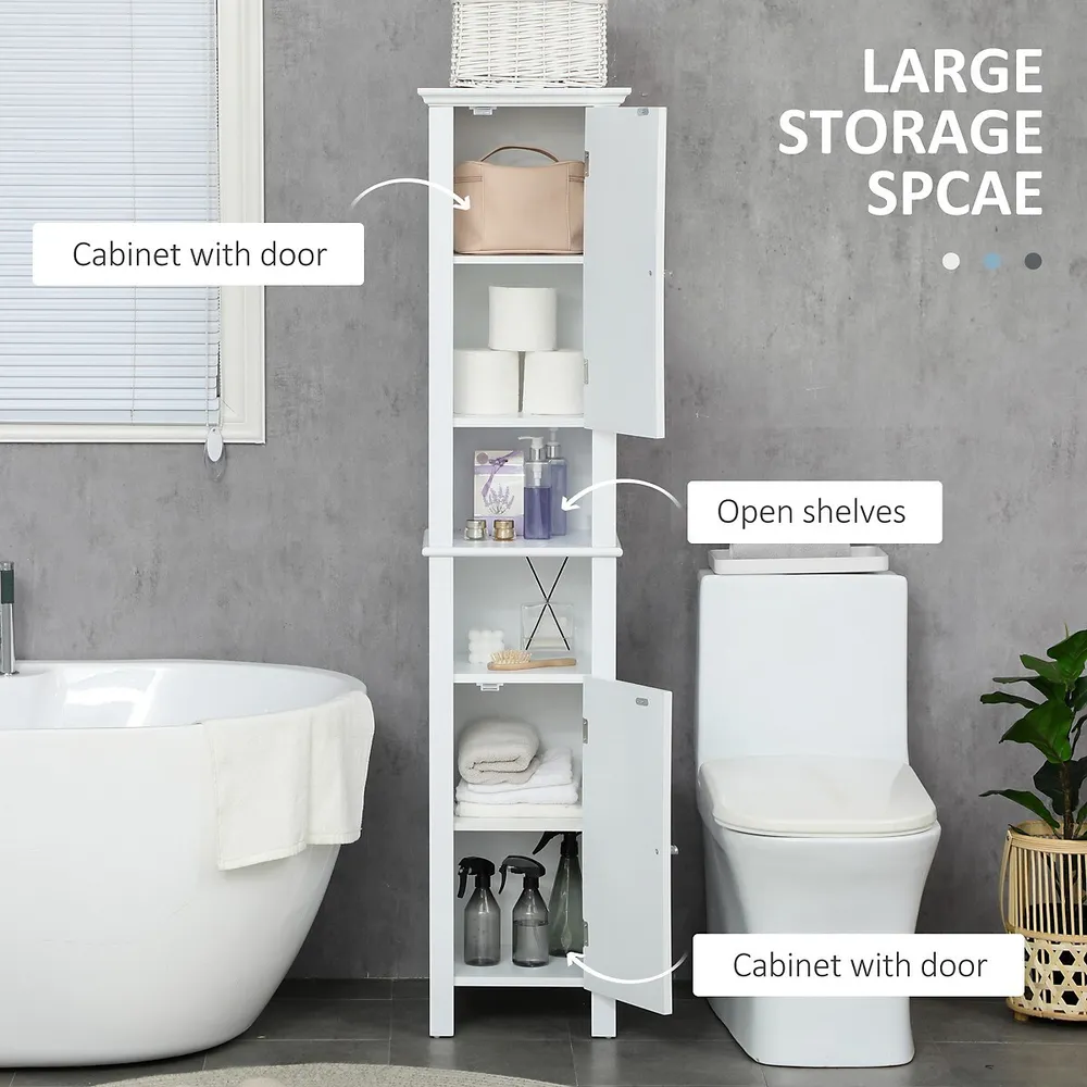 Carmen Tall White Marble Shelf and Black Ash Wood Bathroom Storage