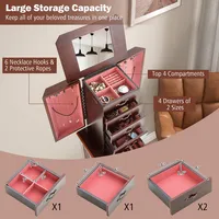 Jewelry Cabinet Armoire Storage Chest Stand Organizer Wood Box Walnut