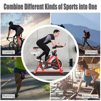 Goplus Stationary Indoor Fitness Cycling Bik W/ Lcd Monitor Red
