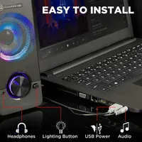 Ub3 Led Computer Speakers For Desktop And Laptop - Usb Speakers With Loud And Clear Bass, 2.5 Inch Xl Drivers For 12w Of Power, Built-in Headphone And Aux Input Ports, Led Volume Knob - Black