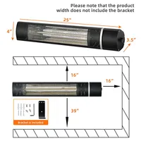 1500w Electric Patio Heater Wall-mounted Infrared Heater W/remote Control Black
