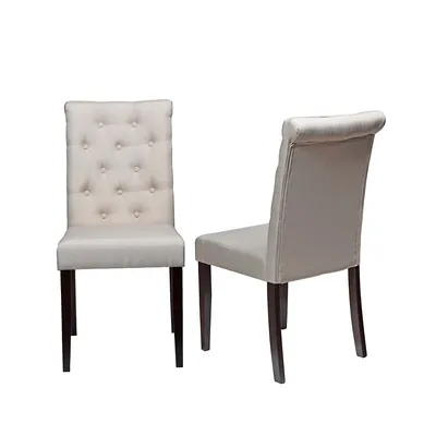 Modern Trends Beige Dining Chair (set Of 2) Roxy With Espresso Legs