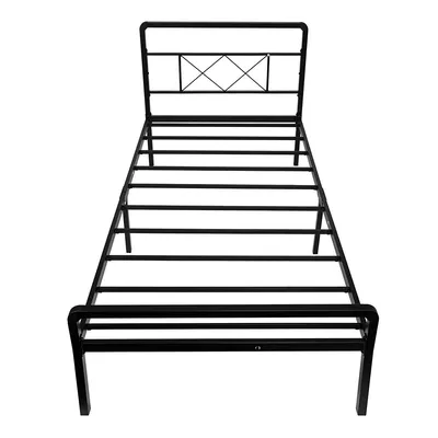 Twin-size Bed Frame With Headboard And Footboard, Heavy-duty Metal Platform Bed No Box Spring Needed