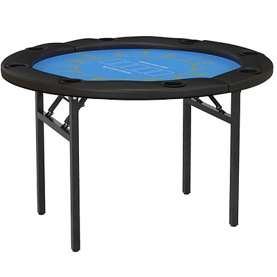 47" Foldable Poker Table 8 Player Round Blackjack Game Table