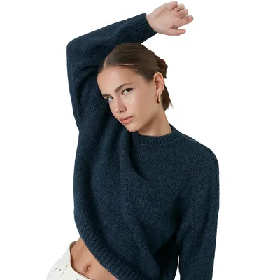 Woman Basics Oversize Basic Standing Collar Knitwear Sweater