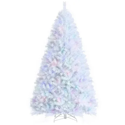 8ft White Iridescent Tinsel Artificial Christmas Tree W/1636 Branch Tips