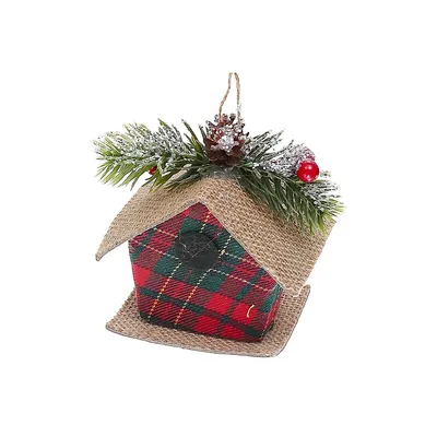 Plaid Ornament (birdhouse) - Set Of 12