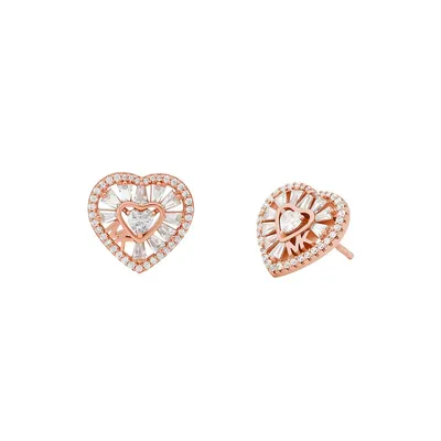 Women's Premium Kors Love 14k Rose Gold-plated Sterling Silver Stud Earrings