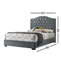 Modern Trends Grey Velvet Diamond Tufted Contemporary Queen Size Platform Bed (no Box Spring Required)