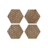 Set Of 4 Mango Wood Hexagon Honeycomb Coasters