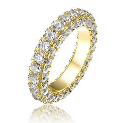 14k Yellow Gold Plated Clear Cubic Zirconia Band Ring