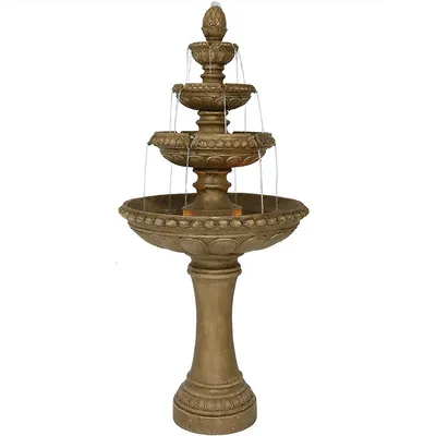 4-tier Outdoor Patio Electric Eggshell Water Fountain Feature - 65-inch