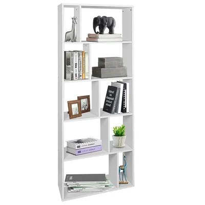 5-tier Wood Bookcase 66" Tall Open Storage Shelf Display Rack W/10 Compartments