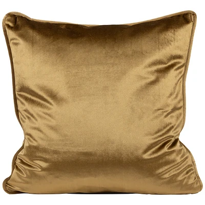17" Solid Umber Brown Plush Pipe Edged Square Throw Pillow