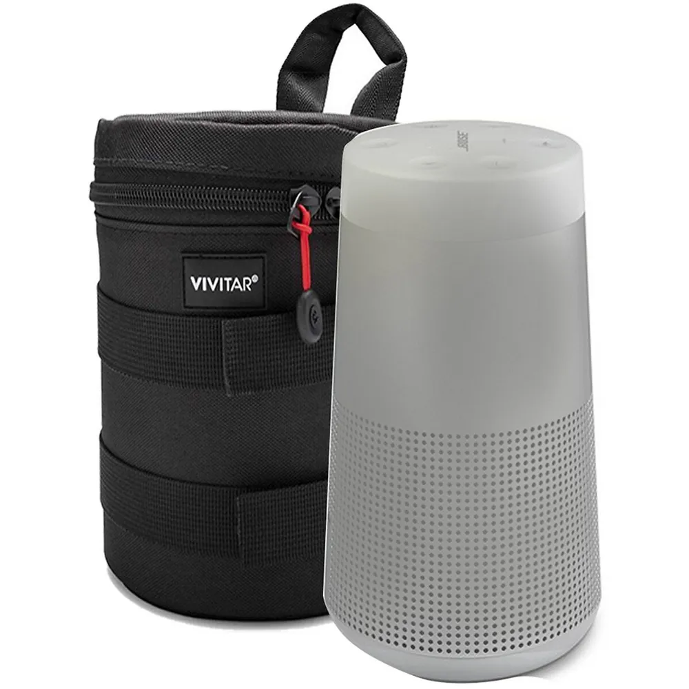 Bose Soundlink Revolve Bluetooth Speaker Lux Gray With Vivitar 6 Inch Lens Case