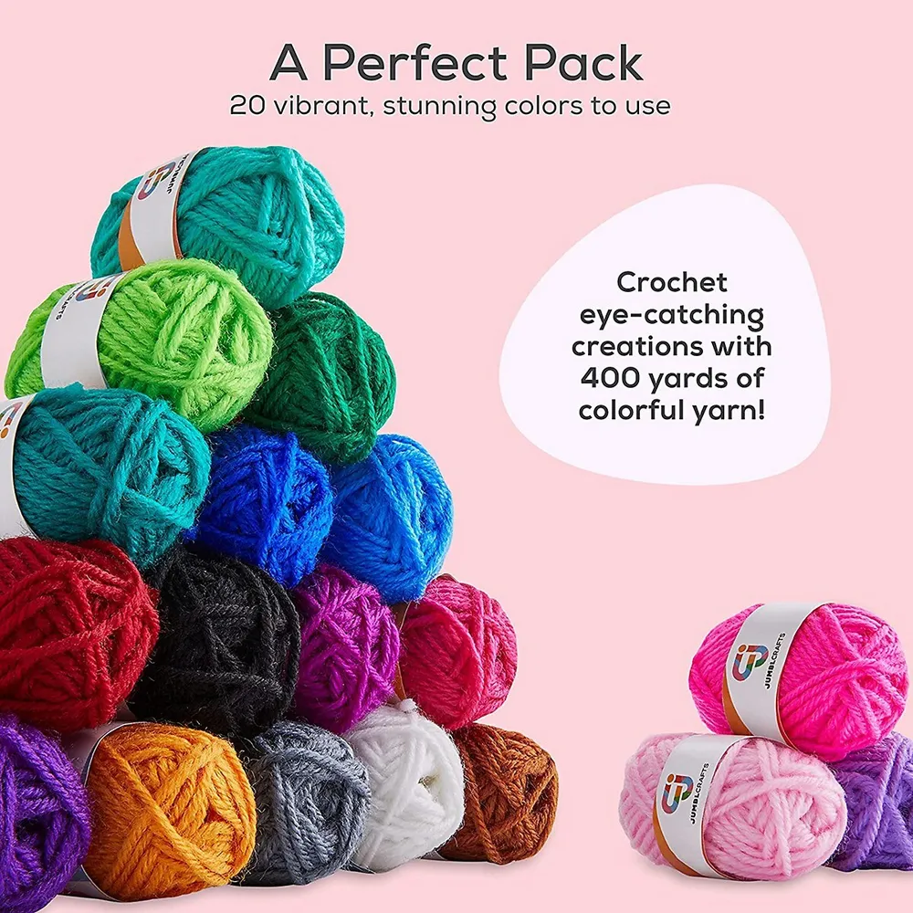 12/24 Pack Acrylic Yarn Skeins Soft Crochet Yarn for Crocheting, Knitting &  Crafts Multicolored Craft Yarn Spools for Adults and Kids 