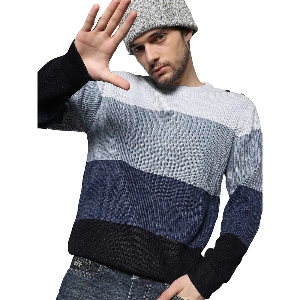 Campus Sutra Men's Contrast Panel Sweater