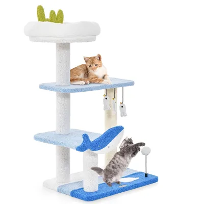 Petsite Ocean-themed Cat Tree With Sisal Covered Scratching Posts Hanging Interactive Toys