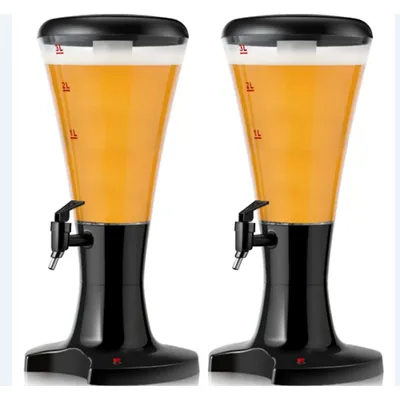 Set Of 2 Cold Draft Beer Tower Dispenser 3l Plastic W/led Lights New