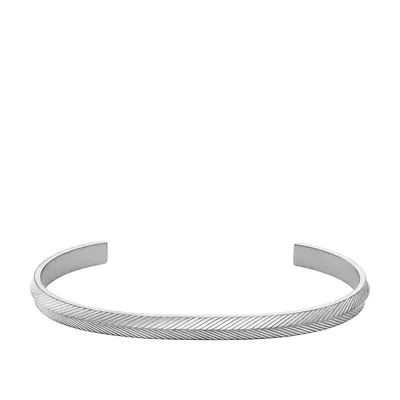 Men's Harlow Linear Texture Stainless Steel Cuff Bracelet