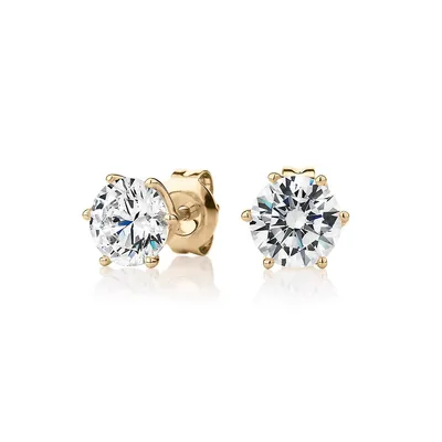 Round Brilliant Stud Earrings With 2.00 Carats* Of Signature Simulant Diamonds In 10 Karat Gold