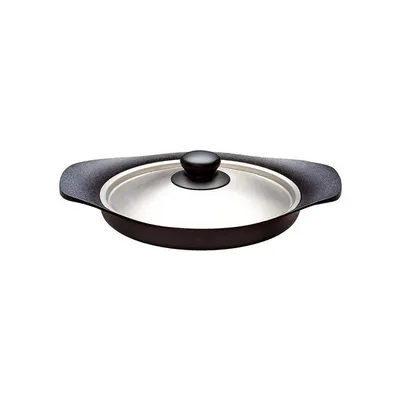 Tekki (cast Iron) Oil Pan 22cm With Stainless Lid