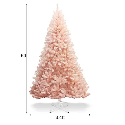 Costway 6ft7ft Artificial Christmas Tree Hinged Full Fir Tree W/ Metal Stand Holiday Season