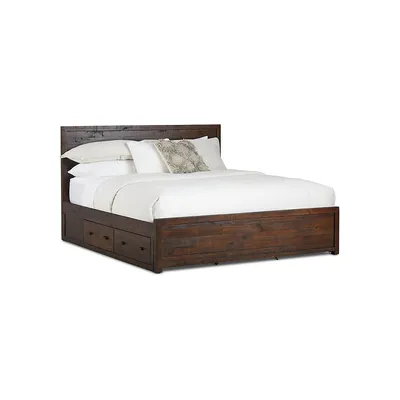 Whistler Reclaimed Wood Platform Bed With 4 Storage Drawers - Available 2 Sizes