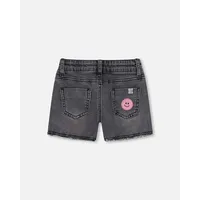 Short With Patches Black Denim