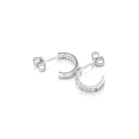 Half Hoops With Cubic Zirconia In Sterling Silver