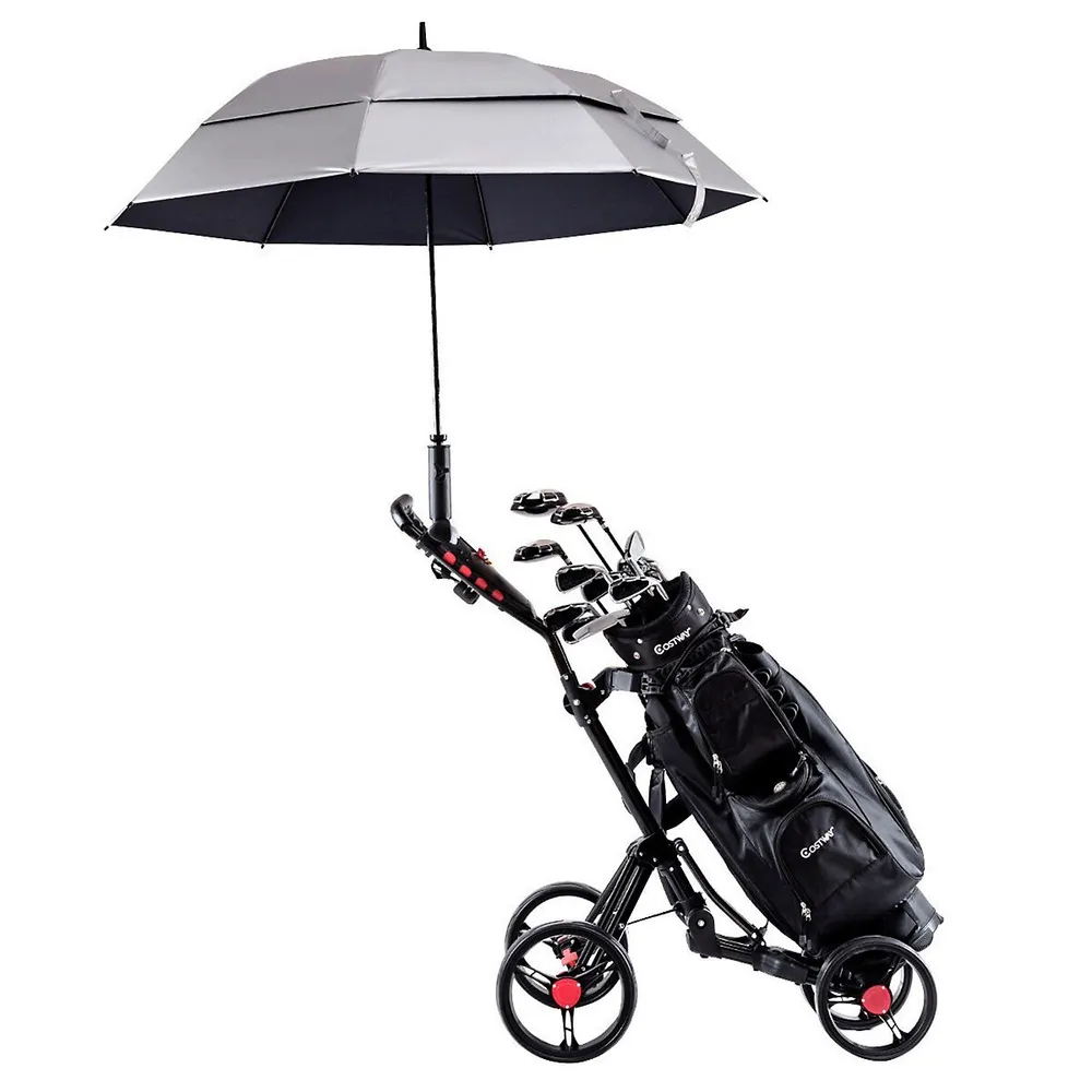 Costway 4 Wheel Golf Pull Push Cart Trolley Club Umbrella Scorecard Drink  Holder