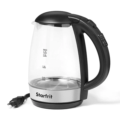 Glass Electric Kettle, 1.7 Liter Capacity, 1500 Watts, Stainless Steel