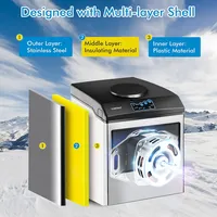 2-in-1 Stainless Steel Countertop Ice Maker Water Dispenser 48lbs/24h W/ Scoop