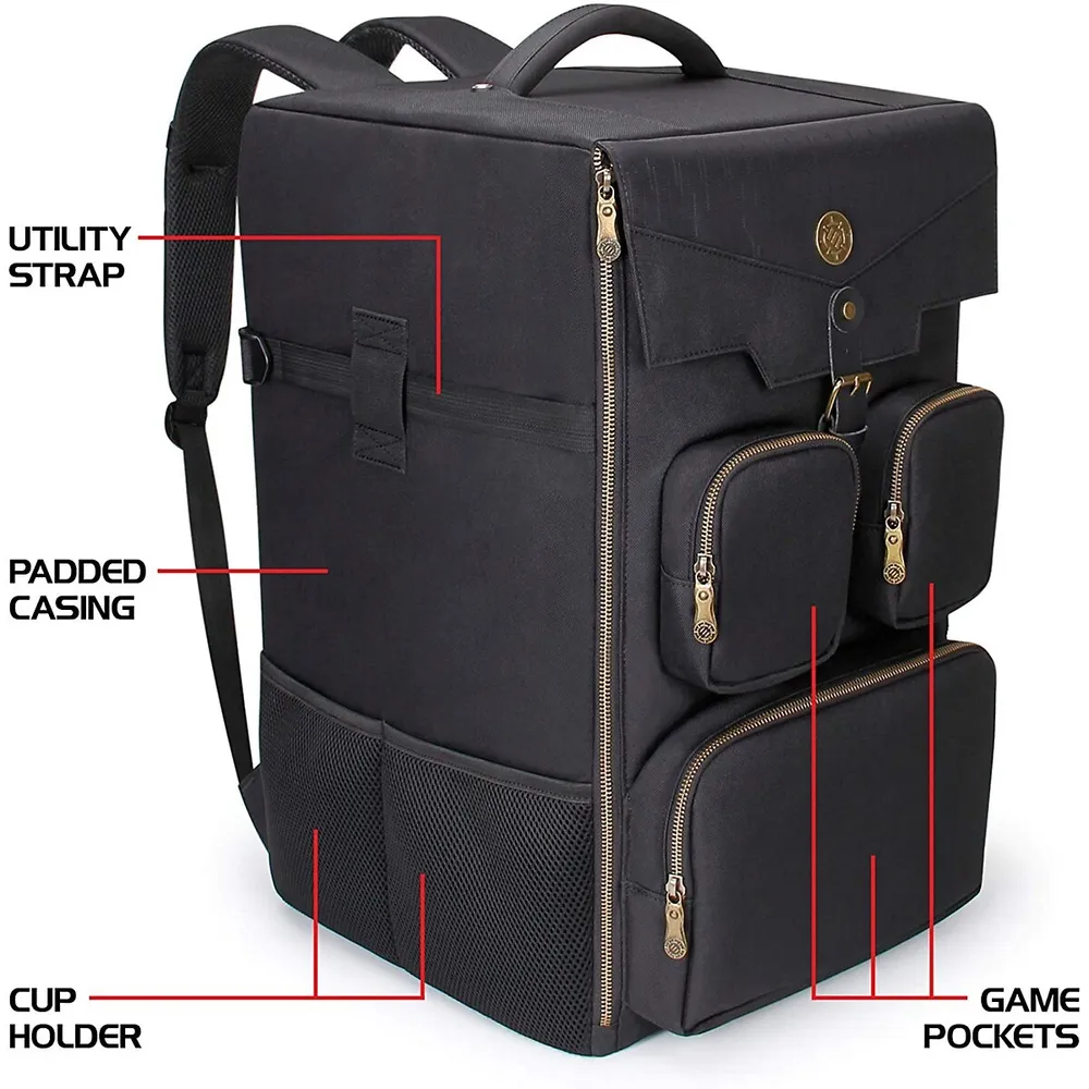 Board Game Backpack - Reinforced Board Game Storage With Padded Shoulder Straps, Carrying Handle And Accessory Pockets For Dice, Card Games And More - Fits Board Games