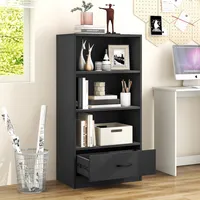 4-tier Bookcase 48" Display Bookshelf Storage Organizer With Shelves & Drawer