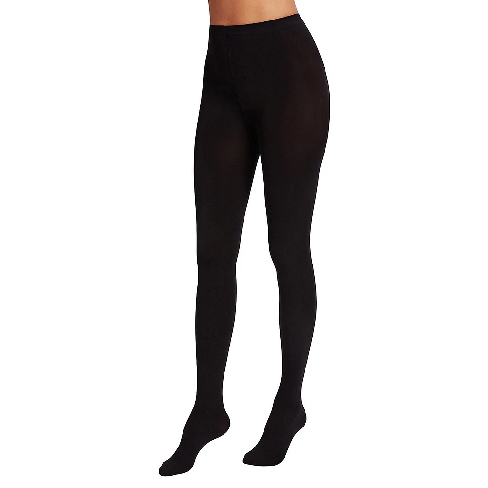 Black Cotton Rib Leggings