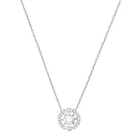 Sparkling Dance Round Crystal Rhodium-Plated Pendant Necklace