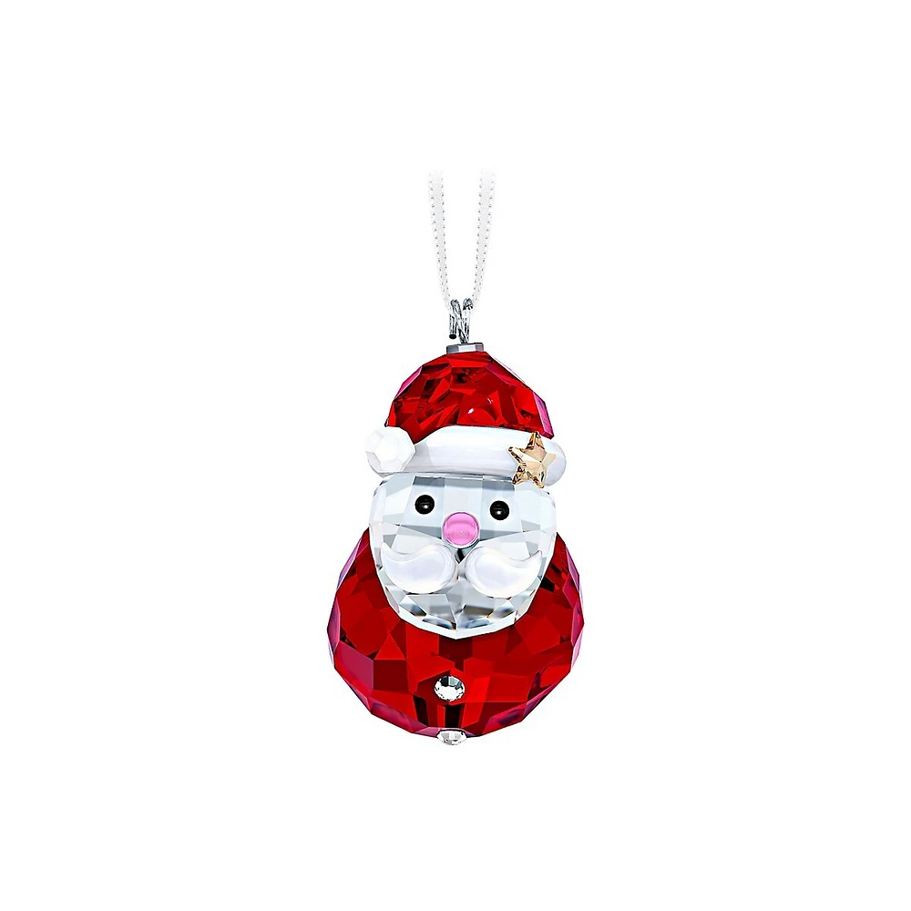 Joyful Rocking Santa Crystal Ornament