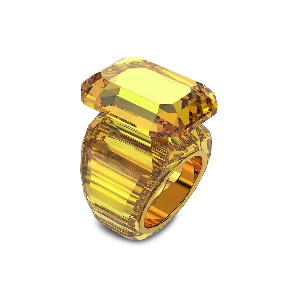 Bague dorée avec cristaux jaunes Lucent