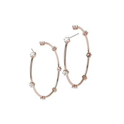 Constella Crystal Rose Goldtone Hoop Earrings