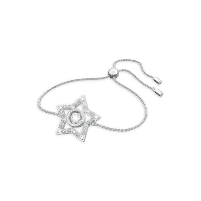 Hollow Stella Rhodium-Plated & Crystal Star Pendant Bracelet