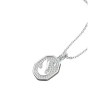 Hollow Signum Rhodium-Plated & Crystal Swan Octagon Pendant Necklace