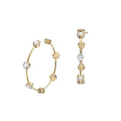 Constella Goldplated & Crystals Hoop Earrings