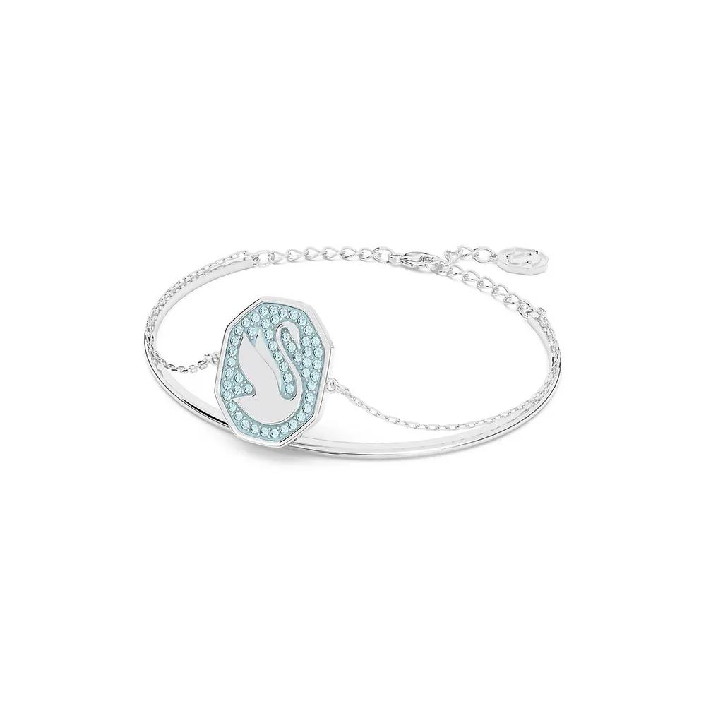 Signum Swan Crystal & Rhodium-Plated Bangle Bracelet