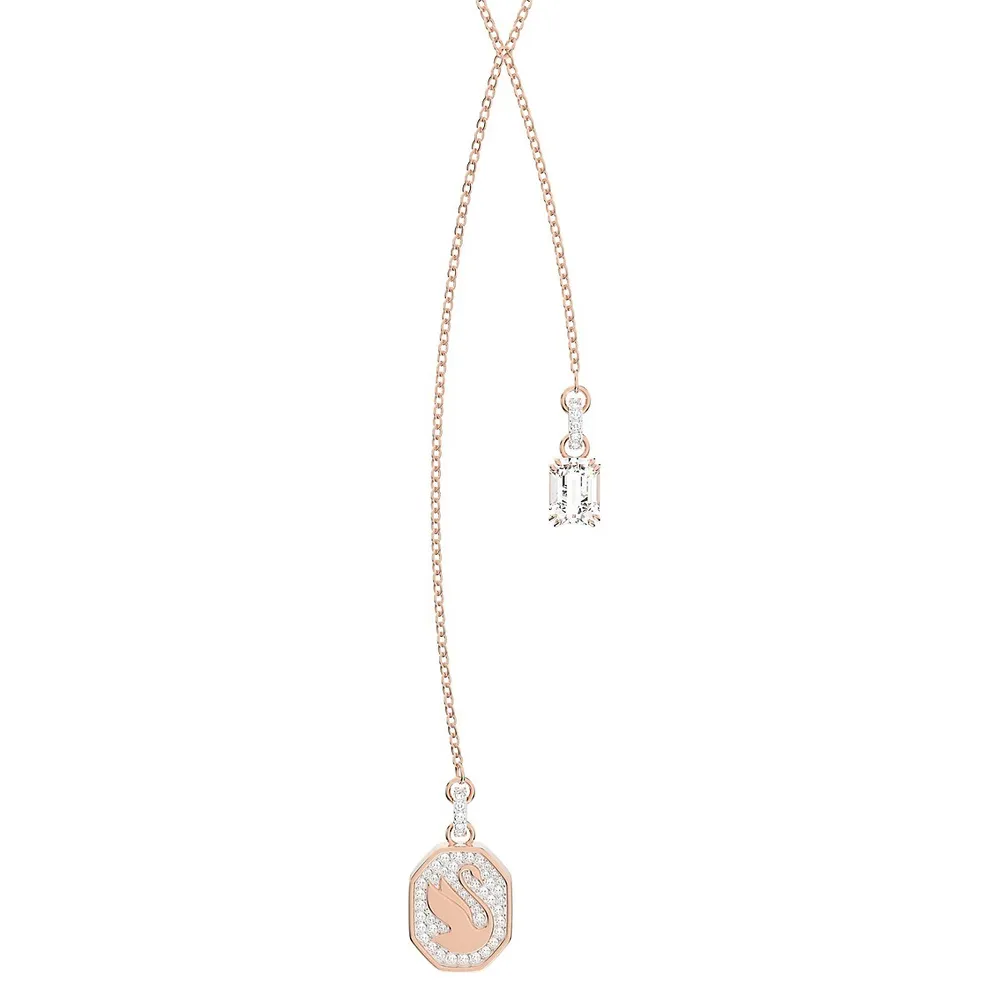 Signum Crystal & Rose Goldplated Y-Necklace